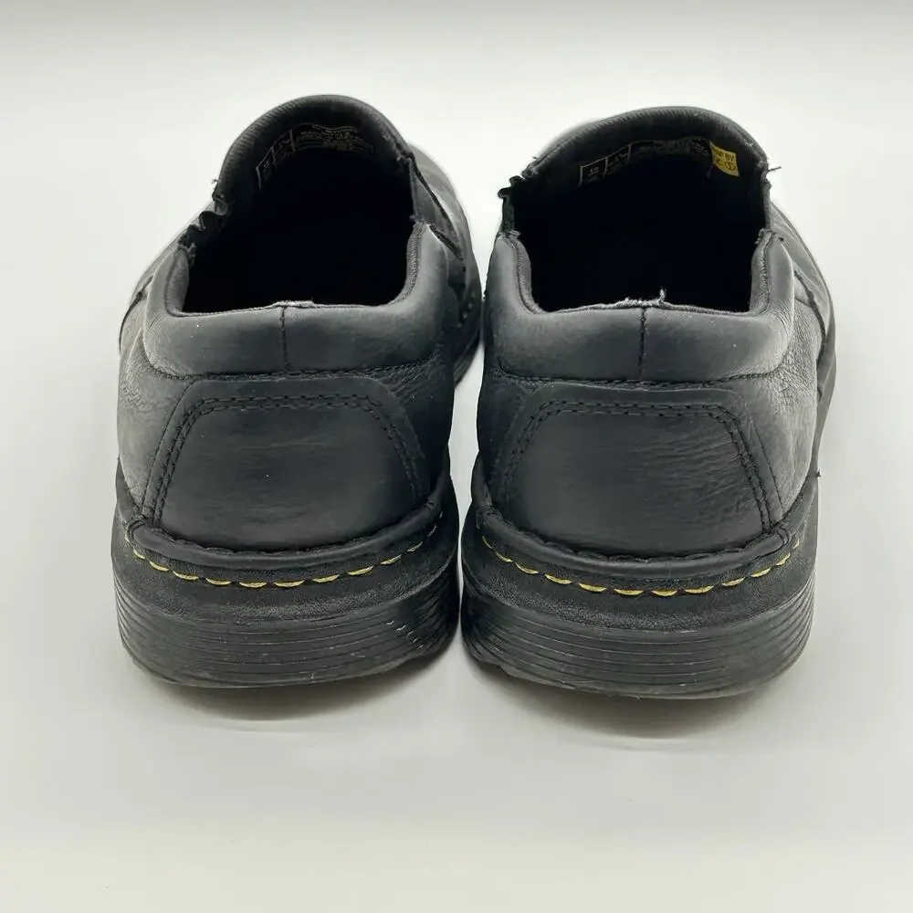 Dr. Martens Boyle Shoes Mens 11 Black Leather Slip On SoftWair Comfort Casual